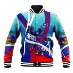 Personalized Haiti Football Baseball Jacket Haitian Flag Trogon Bird Mascot