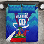 Personalized Haiti Football Bedding Set Haitian Flag Trogon Bird Mascot
