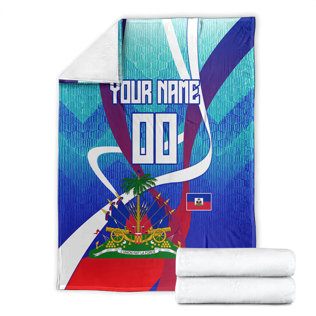 Personalized Haiti Football Blanket Haitian Flag Trogon Bird Mascot