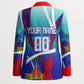 Personalized Haiti Football Blazer Haitian Flag Trogon Bird Mascot