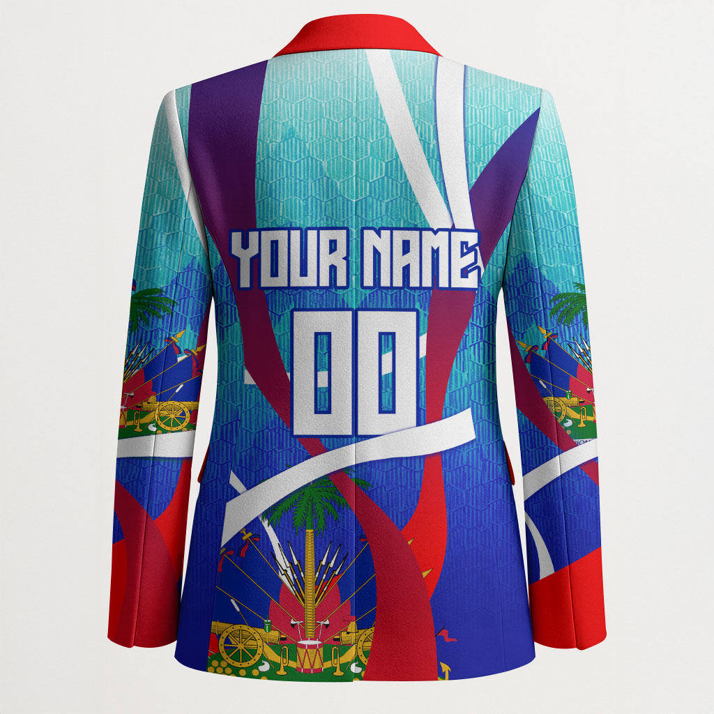 Personalized Haiti Football Blazer Haitian Flag Trogon Bird Mascot