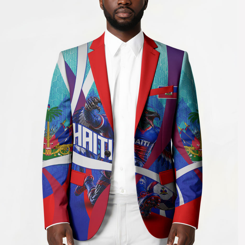 Personalized Haiti Football Blazer Haitian Flag Trogon Bird Mascot