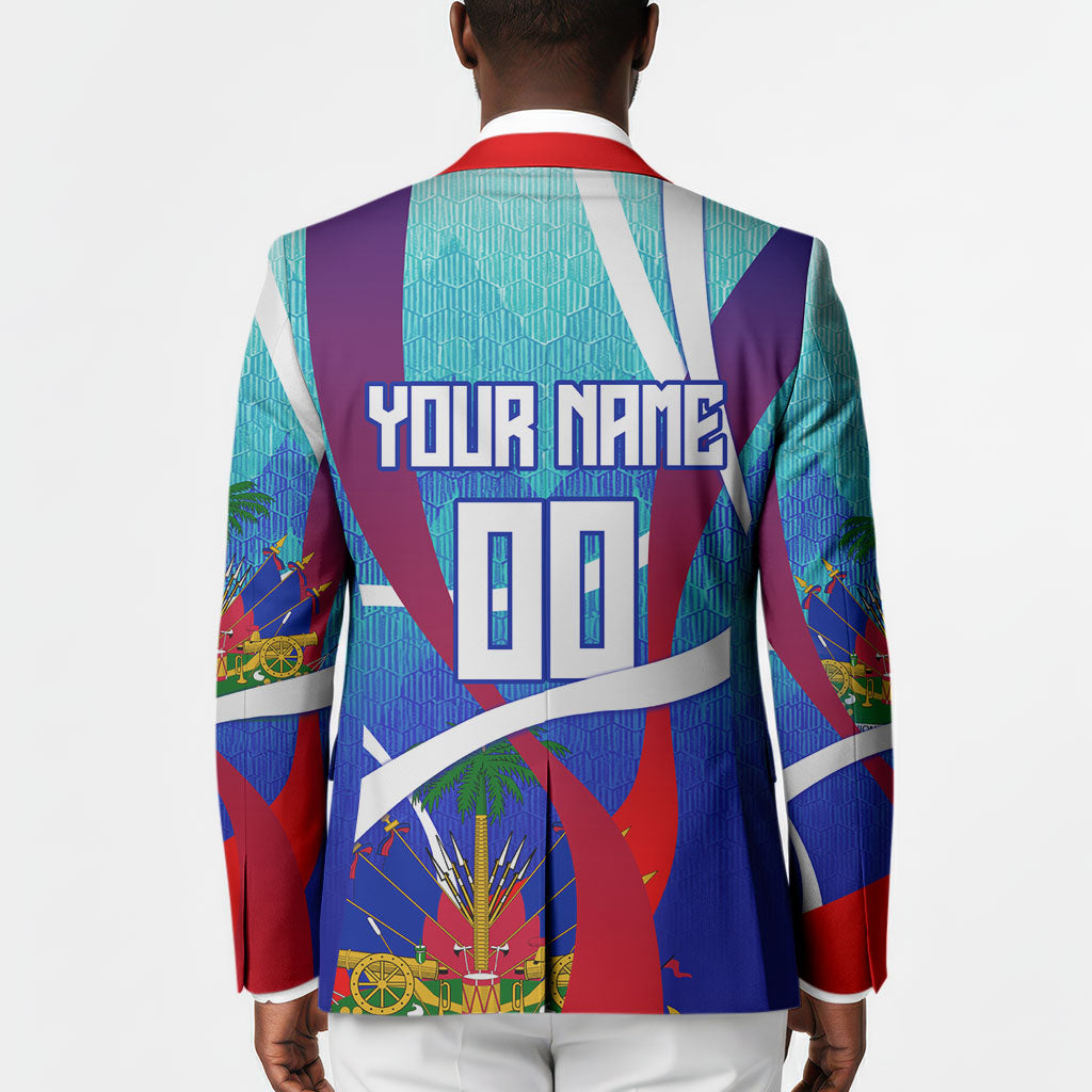 Personalized Haiti Football Blazer Haitian Flag Trogon Bird Mascot