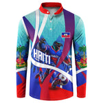 Personalized Haiti Football Button Sweatshirt Haitian Flag Trogon Bird Mascot