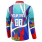 Personalized Haiti Football Button Sweatshirt Haitian Flag Trogon Bird Mascot