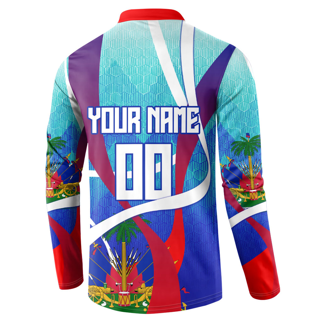 Personalized Haiti Football Button Sweatshirt Haitian Flag Trogon Bird Mascot