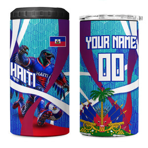 Personalized Haiti Football 4 in 1 Can Cooler Tumbler Haitian Flag Trogon Bird Mascot