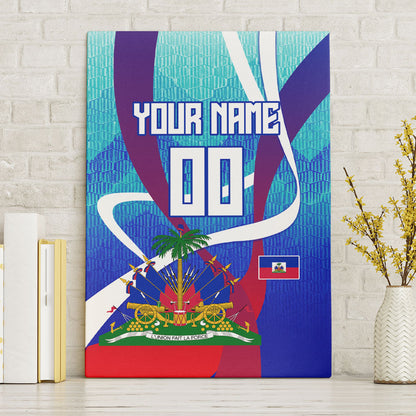 Personalized Haiti Football Canvas Wall Art Haitian Flag Trogon Bird Mascot