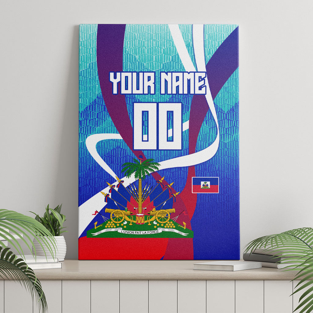 Personalized Haiti Football Canvas Wall Art Haitian Flag Trogon Bird Mascot
