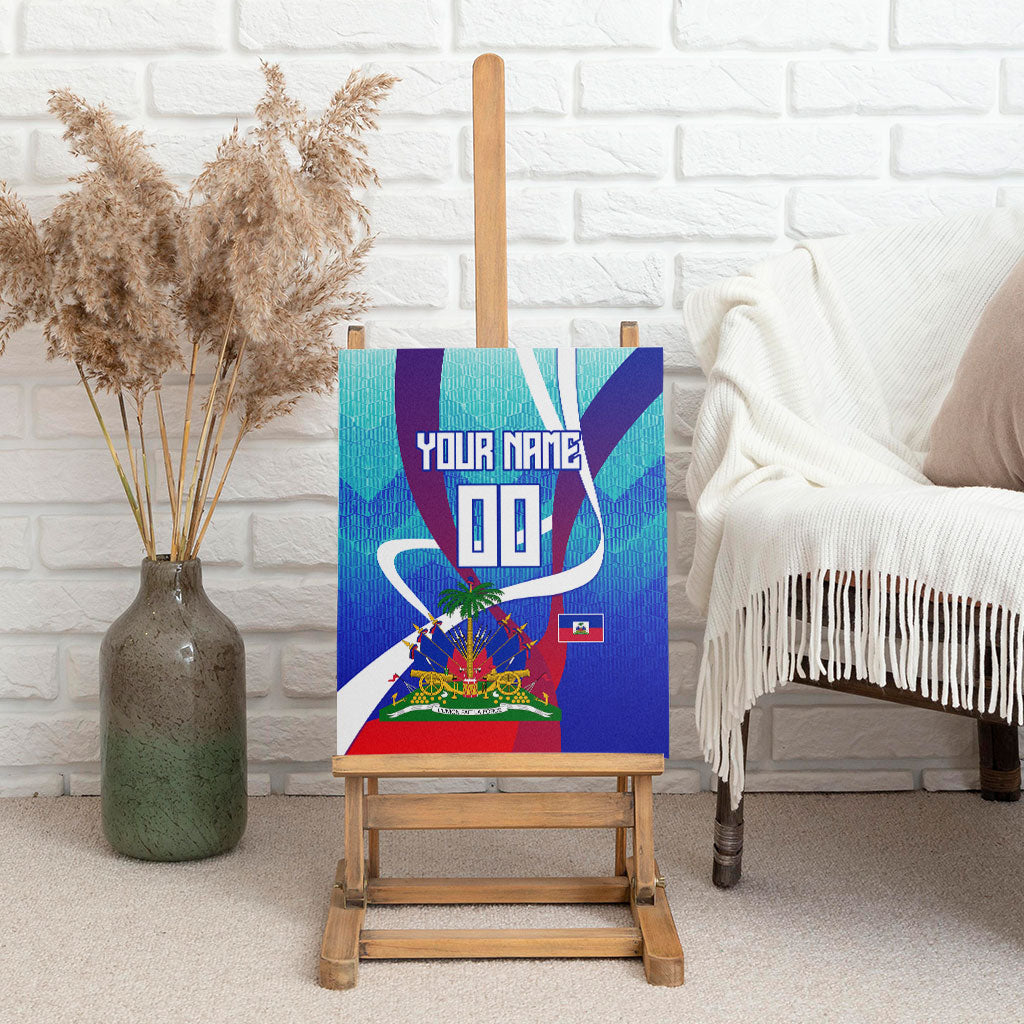 Personalized Haiti Football Canvas Wall Art Haitian Flag Trogon Bird Mascot