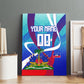 Personalized Haiti Football Canvas Wall Art Haitian Flag Trogon Bird Mascot