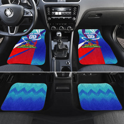 Personalized Haiti Football Car Mats Haitian Flag Trogon Bird Mascot