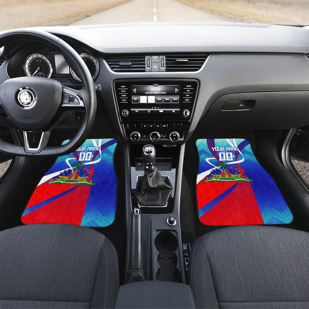 Personalized Haiti Football Car Mats Haitian Flag Trogon Bird Mascot