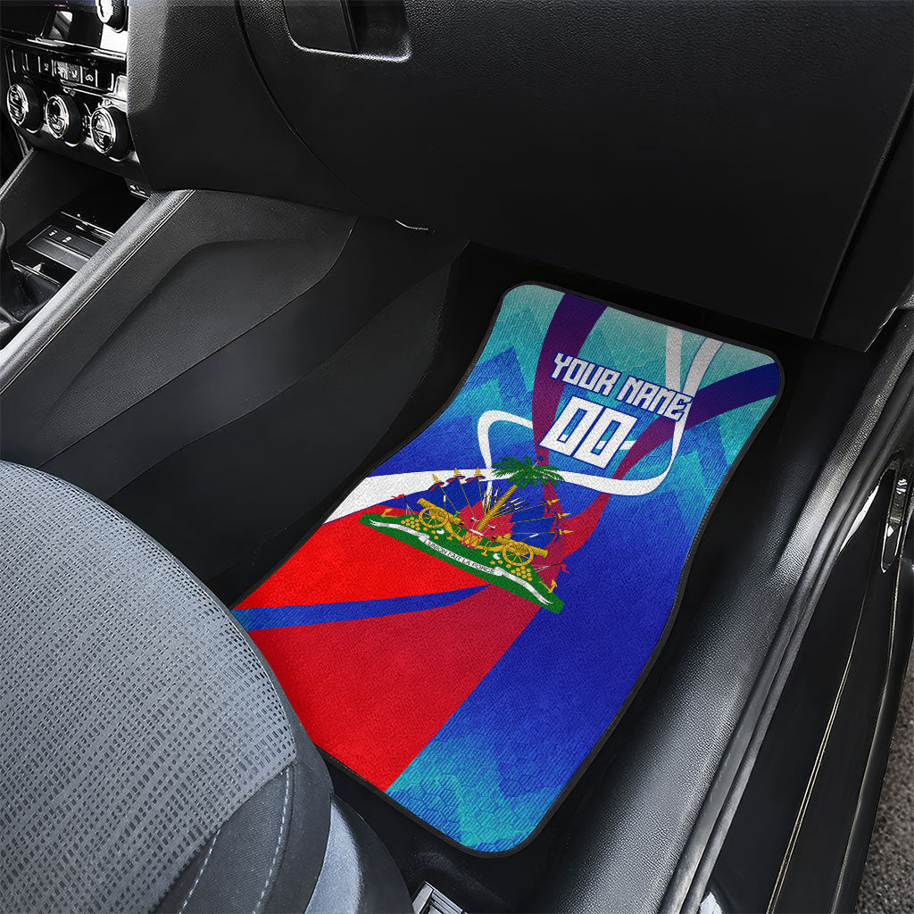 Personalized Haiti Football Car Mats Haitian Flag Trogon Bird Mascot