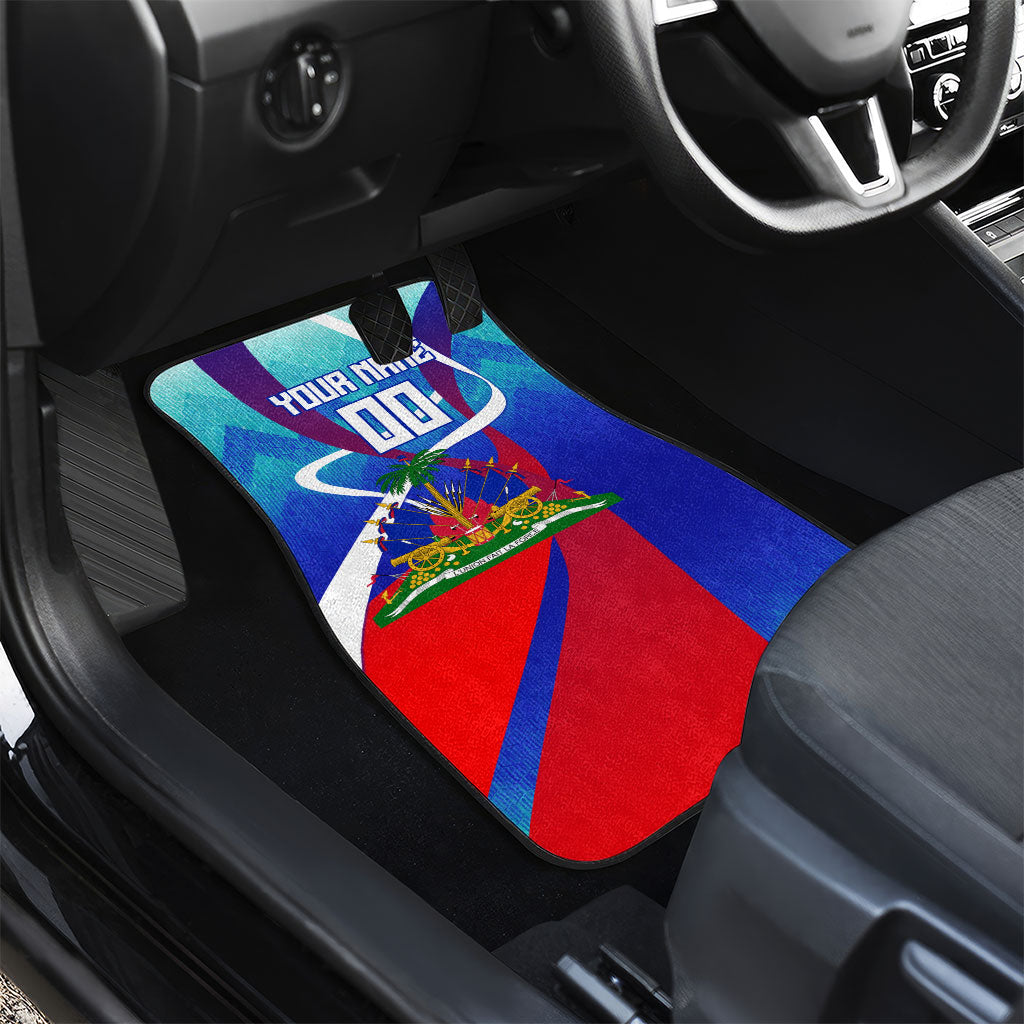 Personalized Haiti Football Car Mats Haitian Flag Trogon Bird Mascot