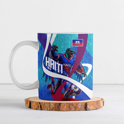 Personalized Haiti Football Ceramic Mug Haitian Flag Trogon Bird Mascot