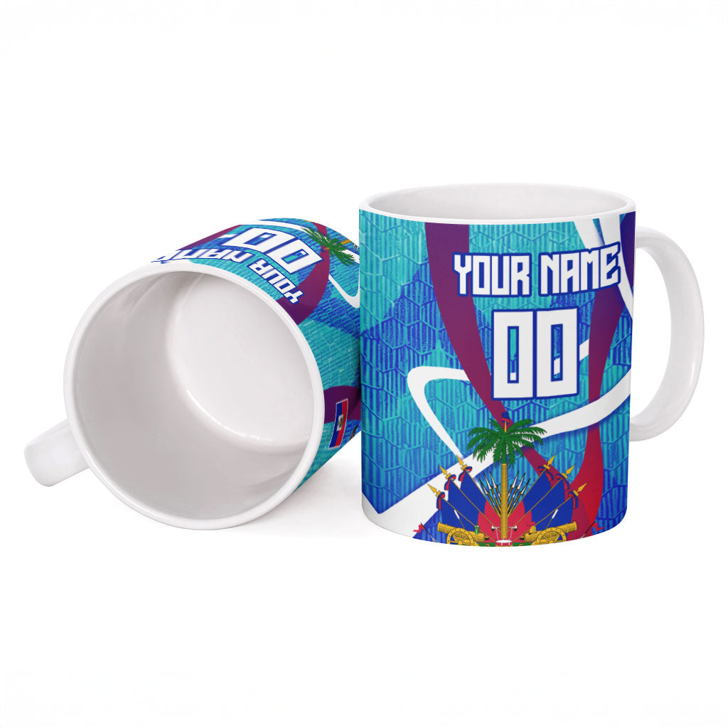 Personalized Haiti Football Ceramic Mug Haitian Flag Trogon Bird Mascot