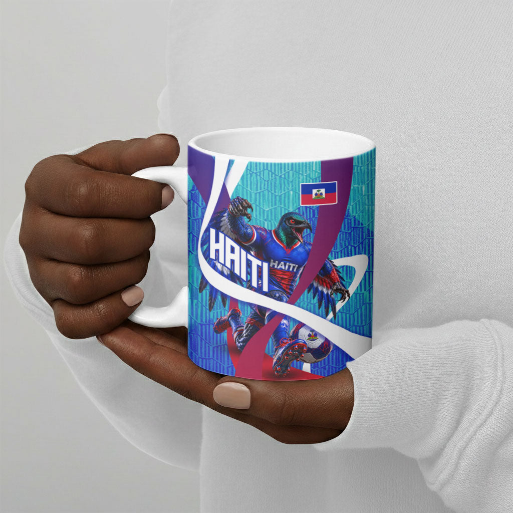 Personalized Haiti Football Ceramic Mug Haitian Flag Trogon Bird Mascot