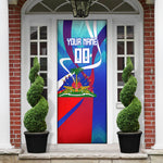 Personalized Haiti Football Door Cover Haitian Flag Trogon Bird Mascot