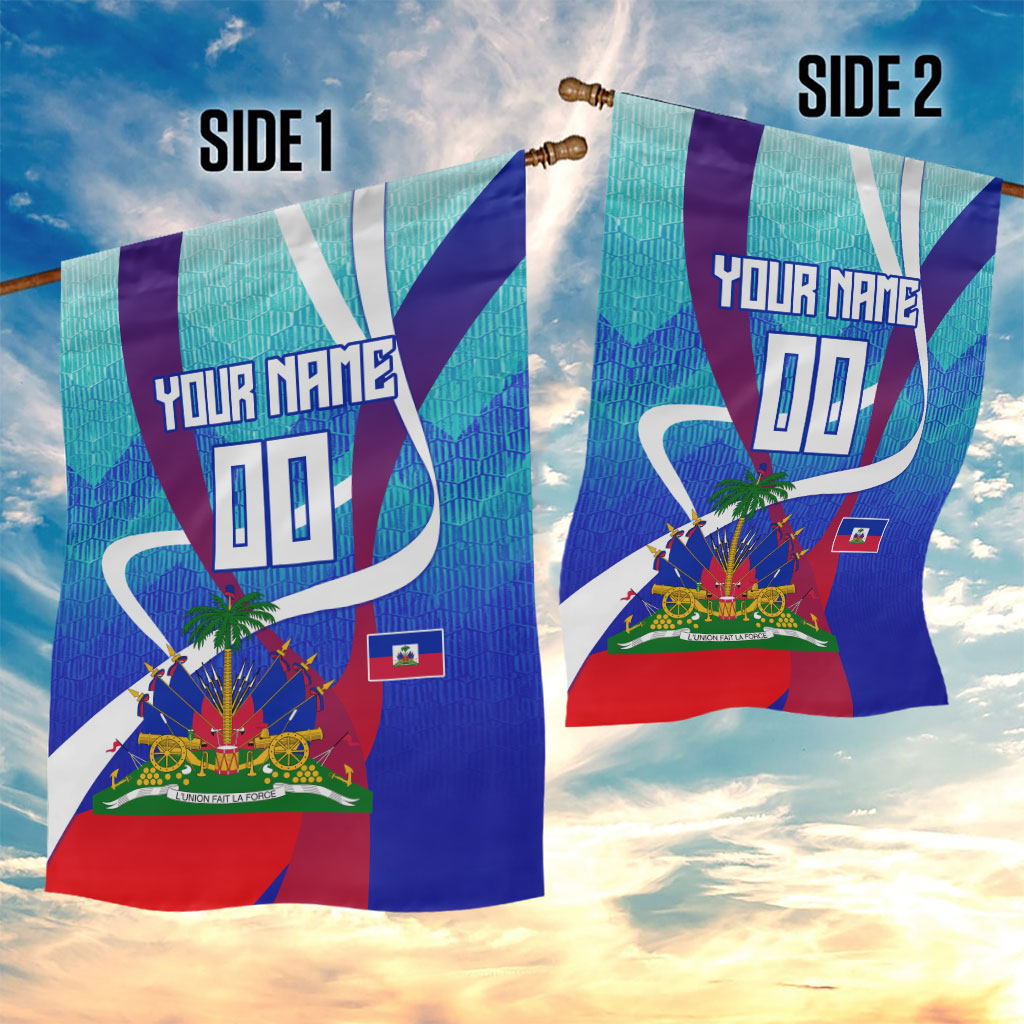 Personalized Haiti Football Garden Flag Haitian Flag Trogon Bird Mascot