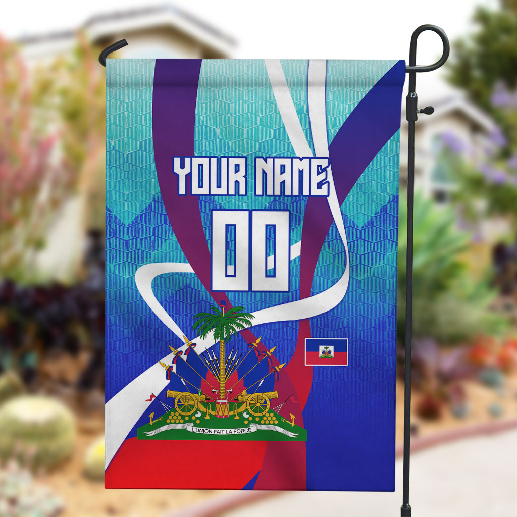 Personalized Haiti Football Garden Flag Haitian Flag Trogon Bird Mascot