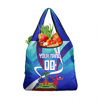 Personalized Haiti Football Grocery Bag Haitian Flag Trogon Bird Mascot