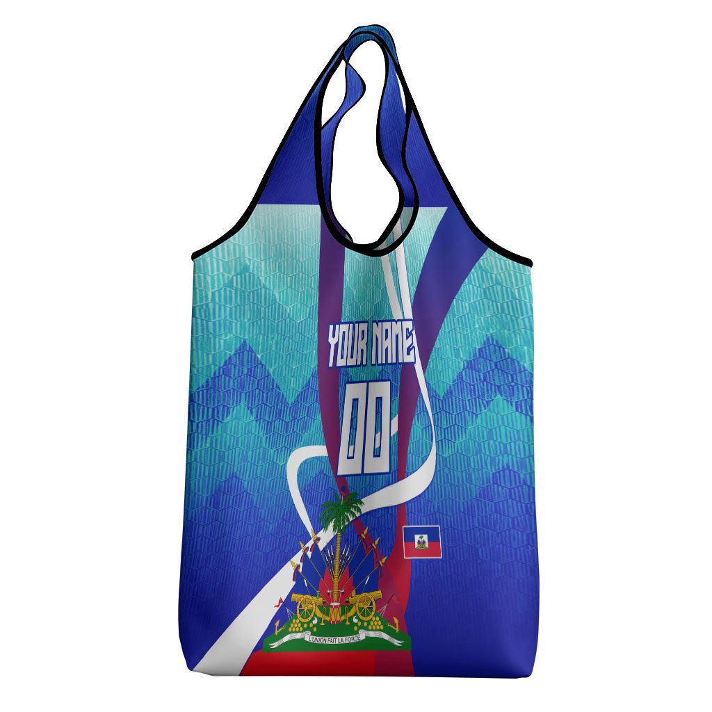 Personalized Haiti Football Grocery Bag Haitian Flag Trogon Bird Mascot