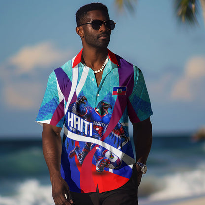 Personalized Haiti Football Hawaiian Shirt Haitian Flag Trogon Bird Mascot