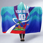 Personalized Haiti Football Hooded Blanket Haitian Flag Trogon Bird Mascot