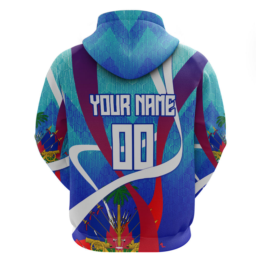 Personalized Haiti Football Hoodie Haitian Flag Trogon Bird Mascot