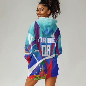 Personalized Haiti Football Hoodie Dress Haitian Flag Trogon Bird Mascot