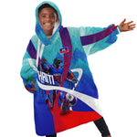 Personalized Haiti Football Kid Wearable Blanket Hoodie Haitian Flag Trogon Bird Mascot