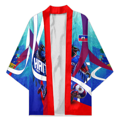 Personalized Haiti Football Kimono Haitian Flag Trogon Bird Mascot