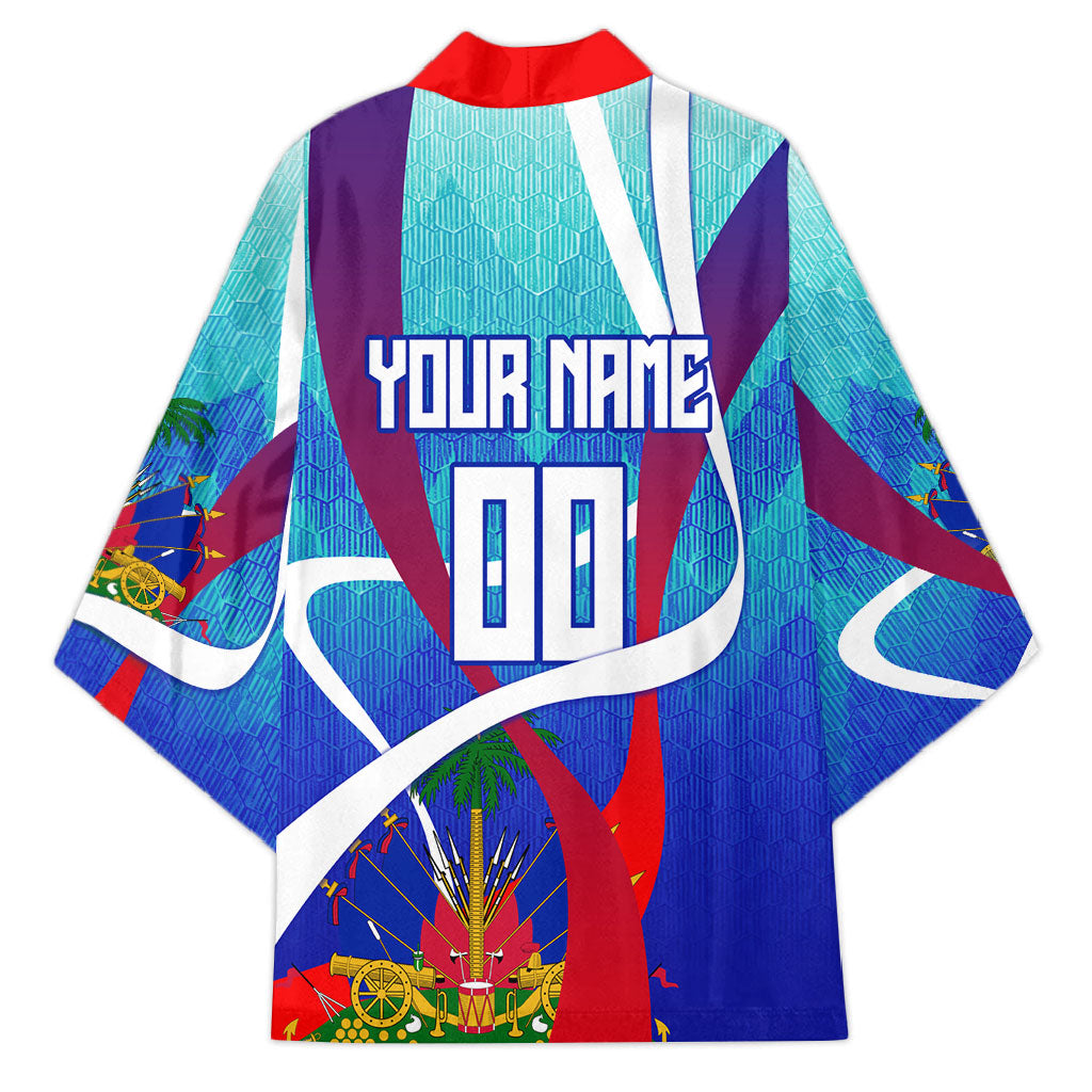 Personalized Haiti Football Kimono Haitian Flag Trogon Bird Mascot