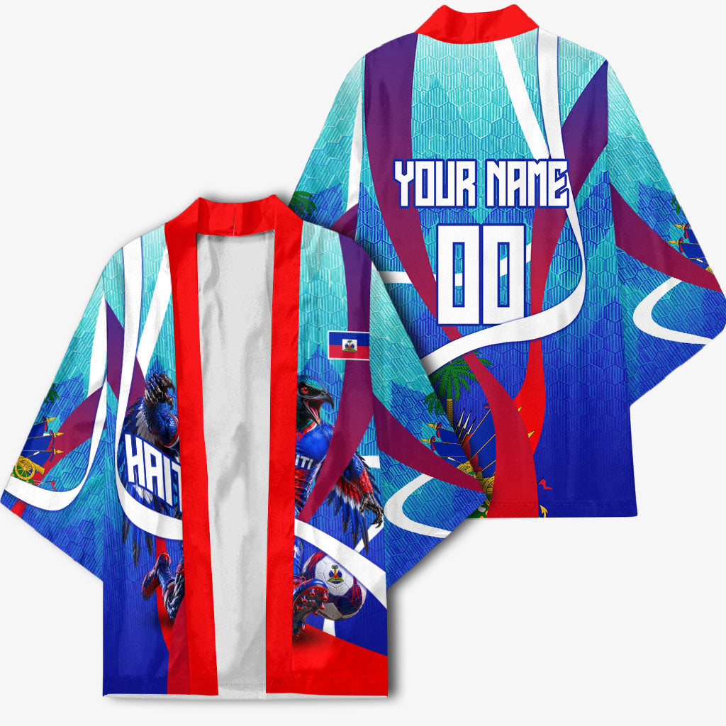 Personalized Haiti Football Kimono Haitian Flag Trogon Bird Mascot