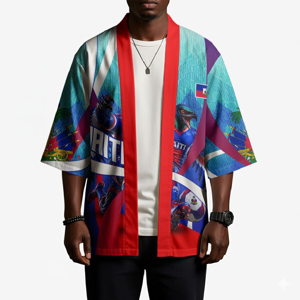 Personalized Haiti Football Kimono Haitian Flag Trogon Bird Mascot