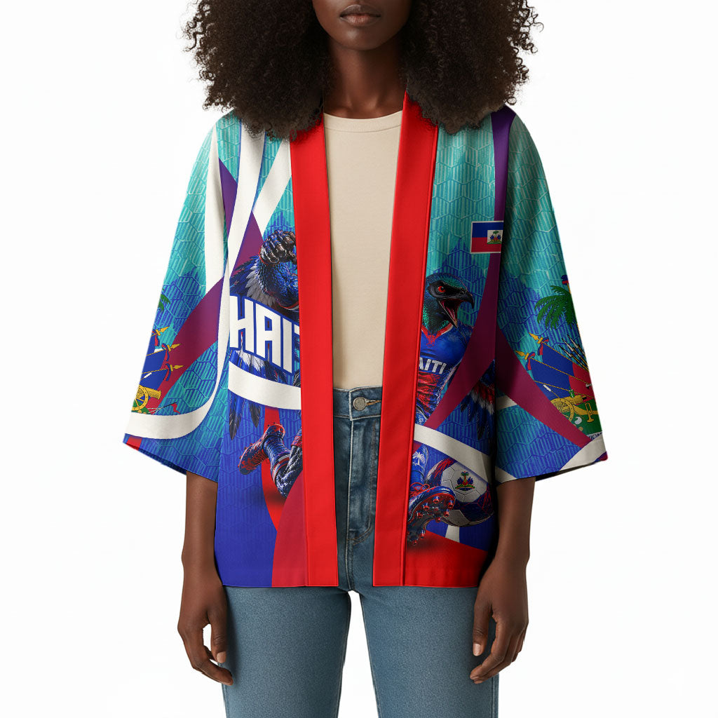 Personalized Haiti Football Kimono Haitian Flag Trogon Bird Mascot