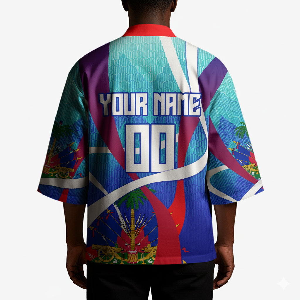 Personalized Haiti Football Kimono Haitian Flag Trogon Bird Mascot