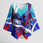 Personalized Haiti Football Kimono Sleeve Blouse Haitian Flag Trogon Bird Mascot