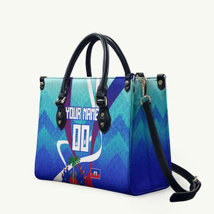 Personalized Haiti Football Leather Bag Haitian Flag Trogon Bird Mascot