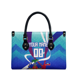 Personalized Haiti Football Leather Bag Haitian Flag Trogon Bird Mascot