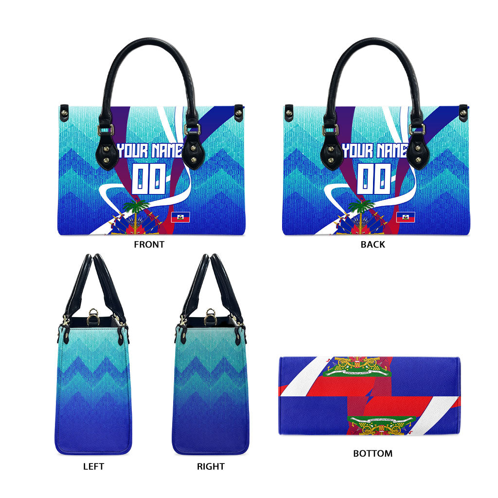 Personalized Haiti Football Leather Bag Haitian Flag Trogon Bird Mascot