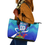 Personalized Haiti Football Leather Tote Bag Haitian Flag Trogon Bird Mascot
