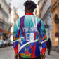 Personalized Haiti Football Long Sleeve Button Shirt Haitian Flag Trogon Bird Mascot