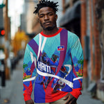 Personalized Haiti Football Long Sleeve Shirt Haitian Flag Trogon Bird Mascot