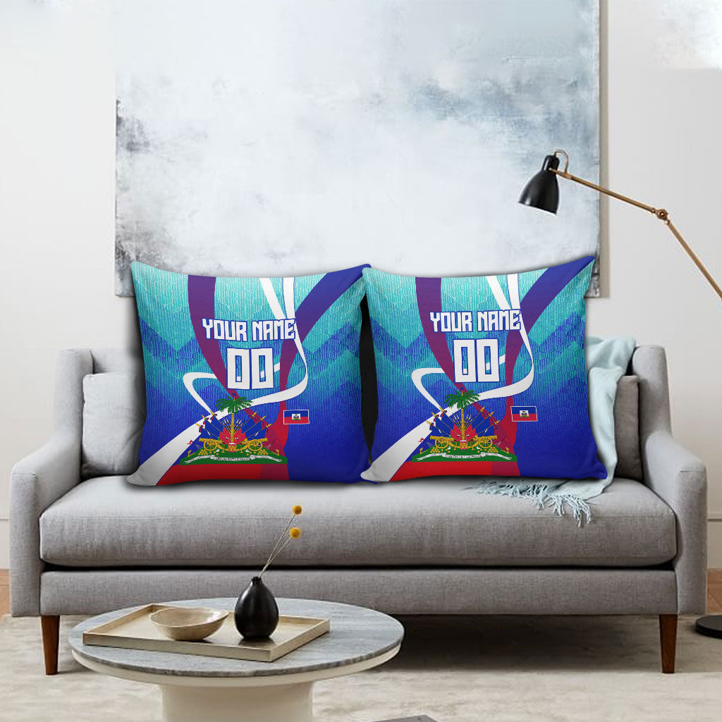 Personalized Haiti Football Pillow Cover Haitian Flag Trogon Bird Mascot