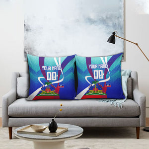 Personalized Haiti Football Pillow Cover Haitian Flag Trogon Bird Mascot