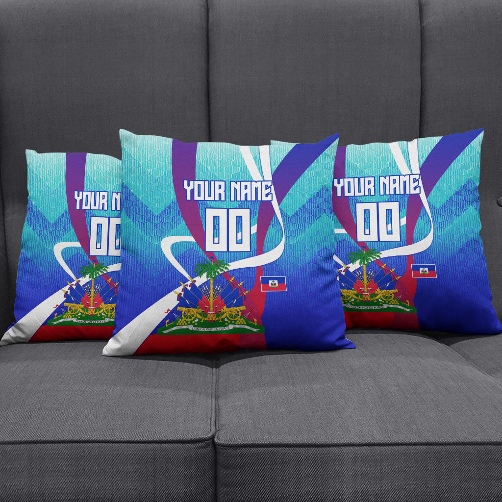 Personalized Haiti Football Pillow Cover Haitian Flag Trogon Bird Mascot