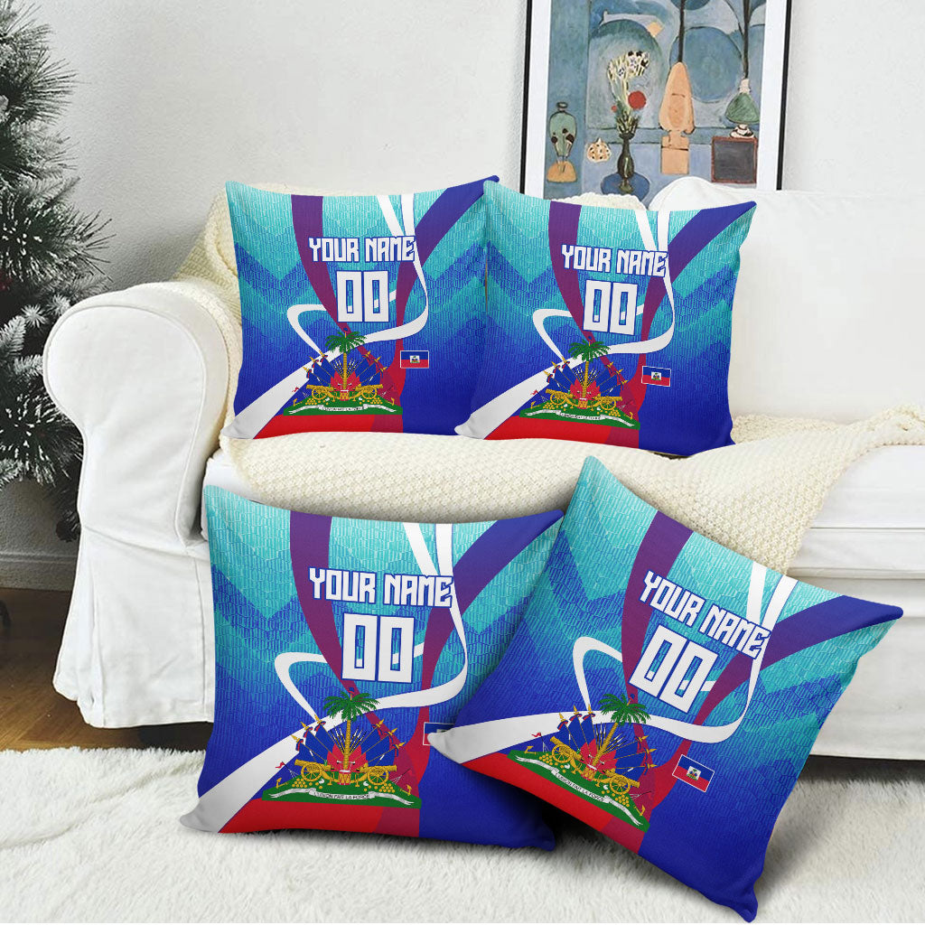 Personalized Haiti Football Pillow Cover Haitian Flag Trogon Bird Mascot