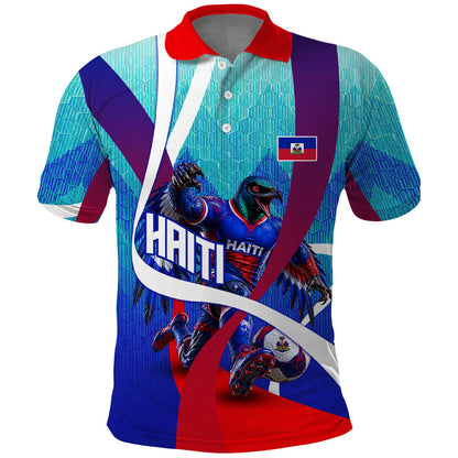 Personalized Haiti Football Polo Shirt Haitian Flag Trogon Bird Mascot